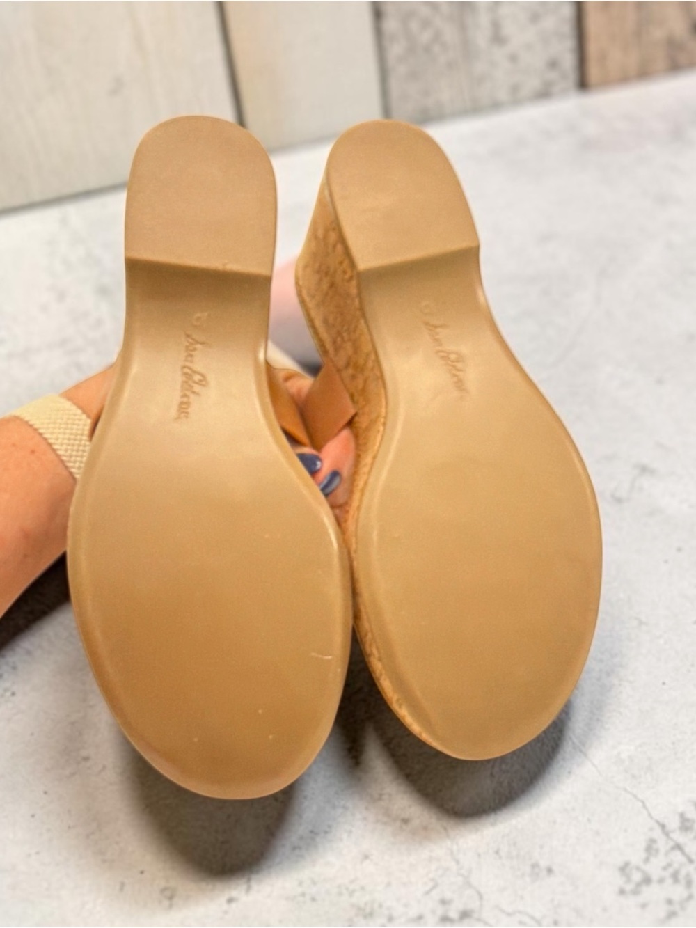 Sam Edelman Brown Cork Thong Wedge Sandals with Gold Accent - Picture 5 of 5